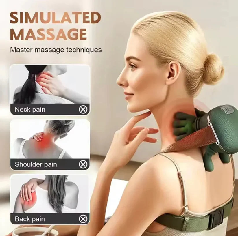 GlowTek Hand-Shaped Heated Neck & Shoulder Massager – Multi-Zone Therapy Device