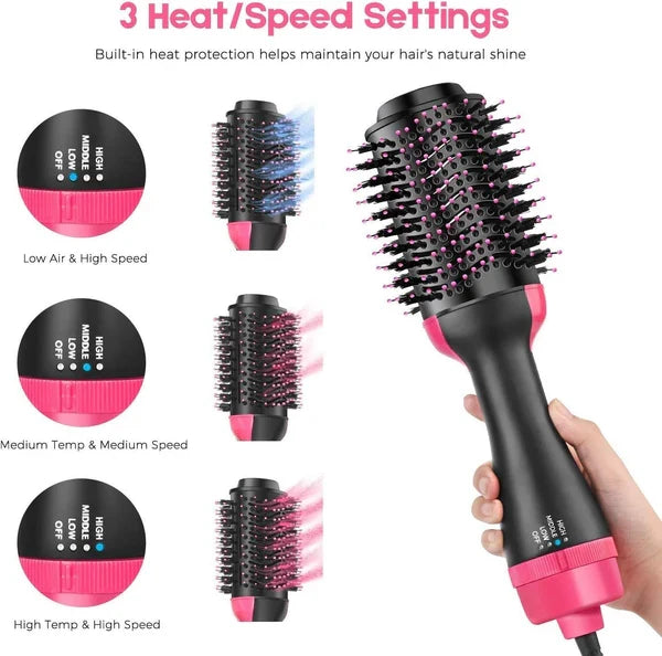 GlowTek One-Step Hair Dryer & Volumizer Brush – 3-in-1 Hot Air Styling Brush