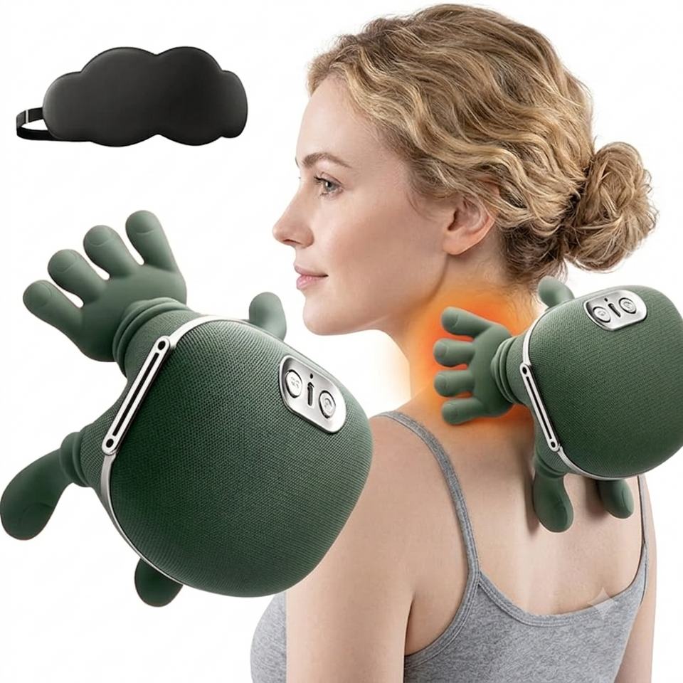 GlowTek Hand-Shaped Heated Neck & Shoulder Massager – Multi-Zone Therapy Device